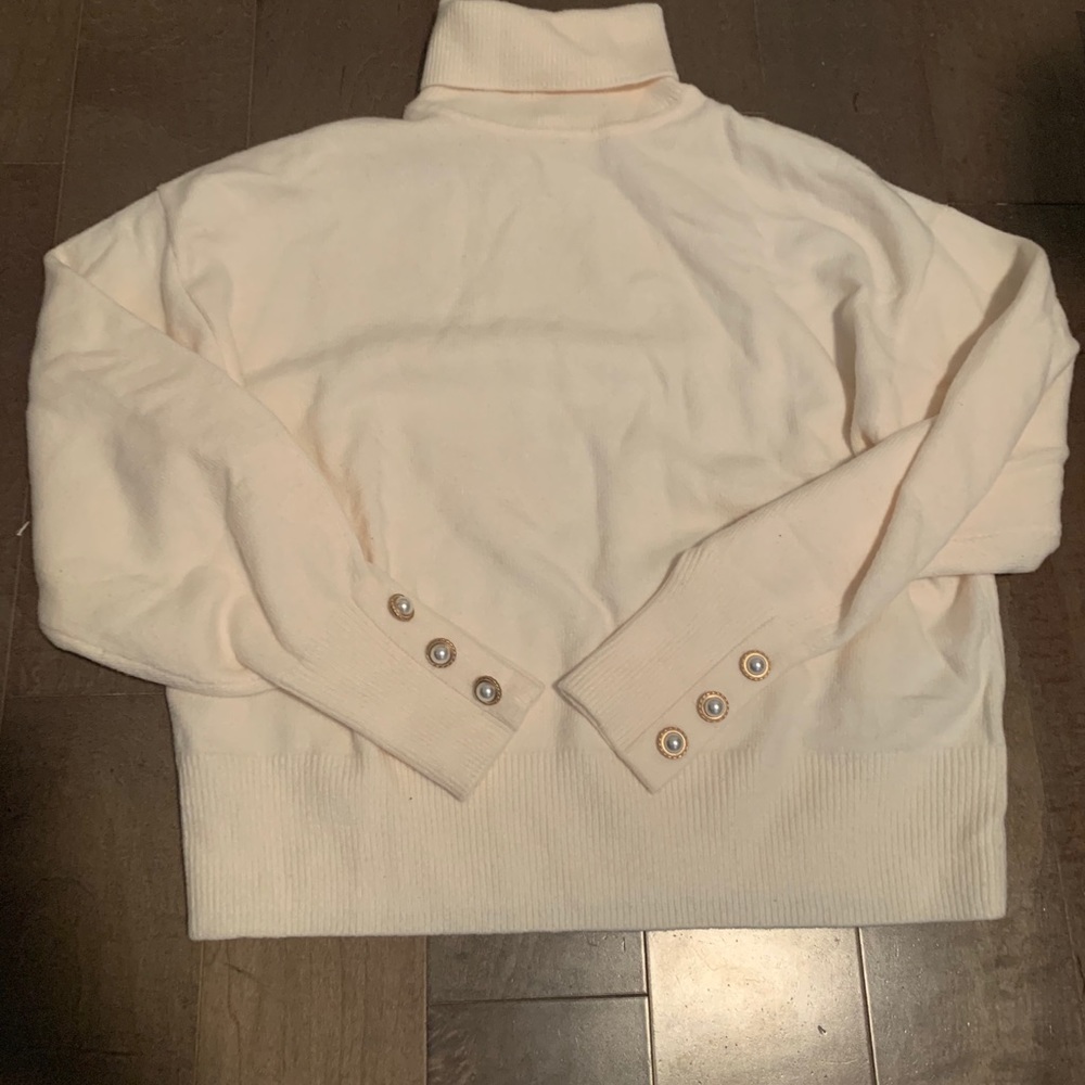 H&M Winter White Turtleneck Sweater with Pearls